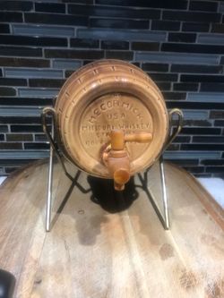 Antique McCormick Missouri whiskey Decanter Barrel straight bourbon Ceramic
