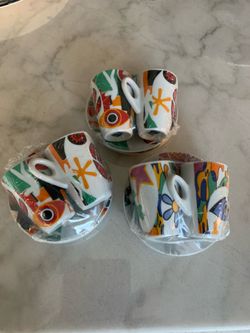 6 Italian cups set for espresso coffee.