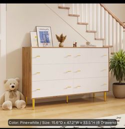 NEW in box wood and white Dresser