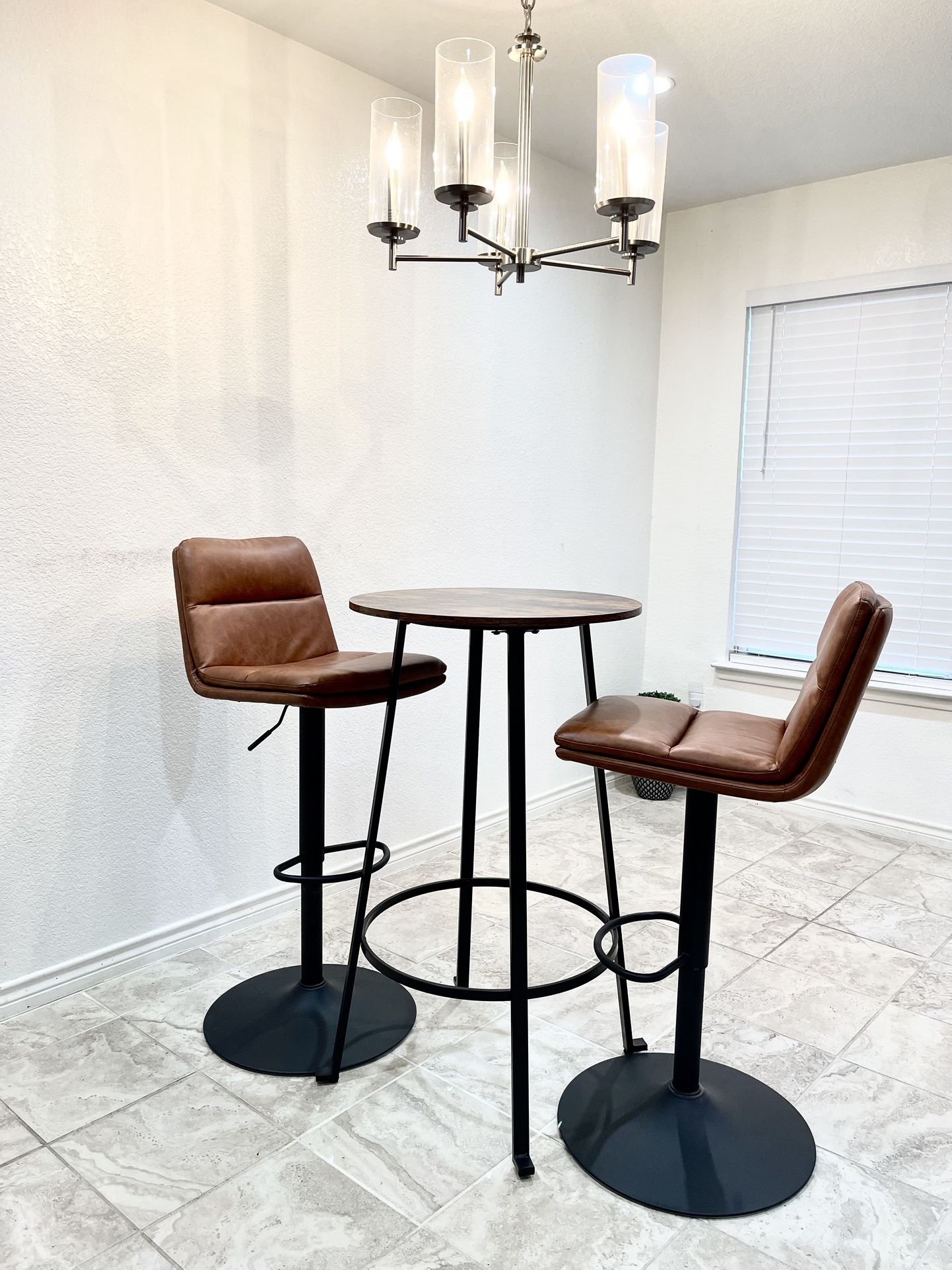 Nice Bar High Table With 2 Adjustable Chairs