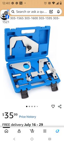 Seven piece engine camshaft timing lock tool kit