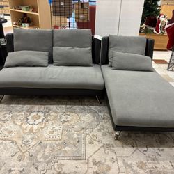 2 Piece Gray & Black L-Shaped Couch