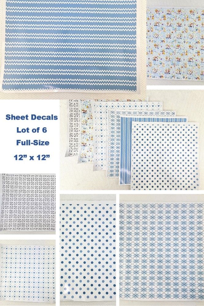 6 Designs of Full Sheet Vinyl Decals