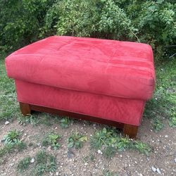 Red Suede Ottoman