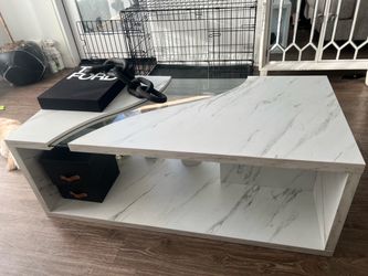 White Marble-Look Coffee Table