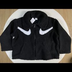 Nike NSW Swoosh Sherpa Jacket Black White Women’s Size Large DD5620-010
