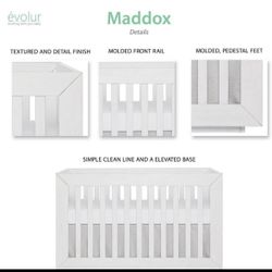 Maddox Modern Weathered White Convertible Crib Baby Crib and Day Bed 