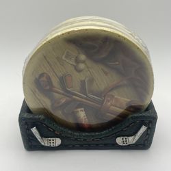 Golf Coasters and Holder - 4 New