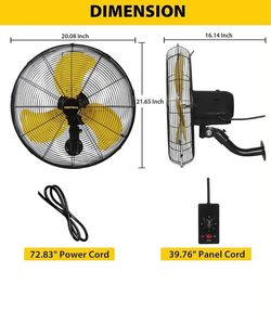 Open box-VENTISOL 18 Inch 3-Speed High Velocity Oscillating Wall Fan, 4,200 CFM, 90-Degree Oscillation for Household, Workshops, Shops, Commercial, Pa