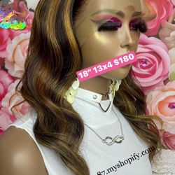 100% Human Hair 18” 180% Density M-L Cap Size 