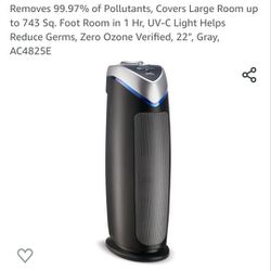 Air Purifier with HEPA 13 Filter, Removes 99.97% of Pollutants (Gray)