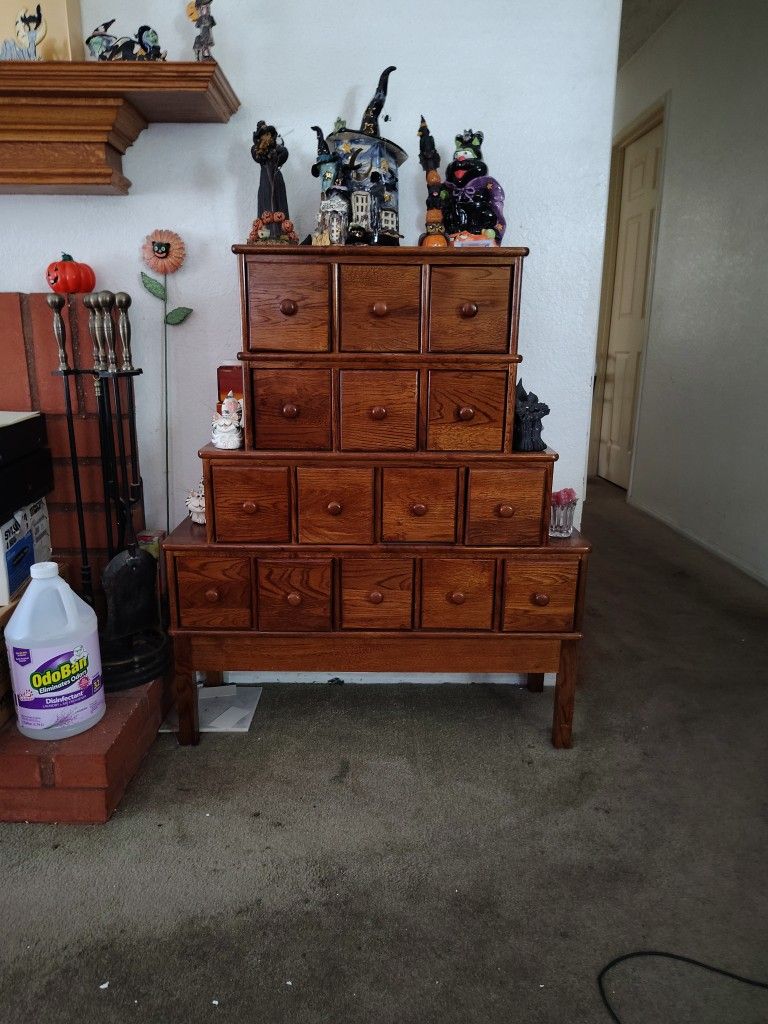 15 Drawer Apothecary Cd Storage Chest Tiered Dresser Cabinet