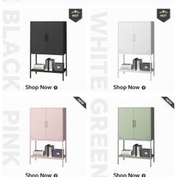 Metal Storage Cabinet with Doors and Shelves