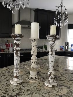 Shabby Chic Candlesticks (3)