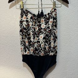 Free People Liza Floral Halter Bodysuit