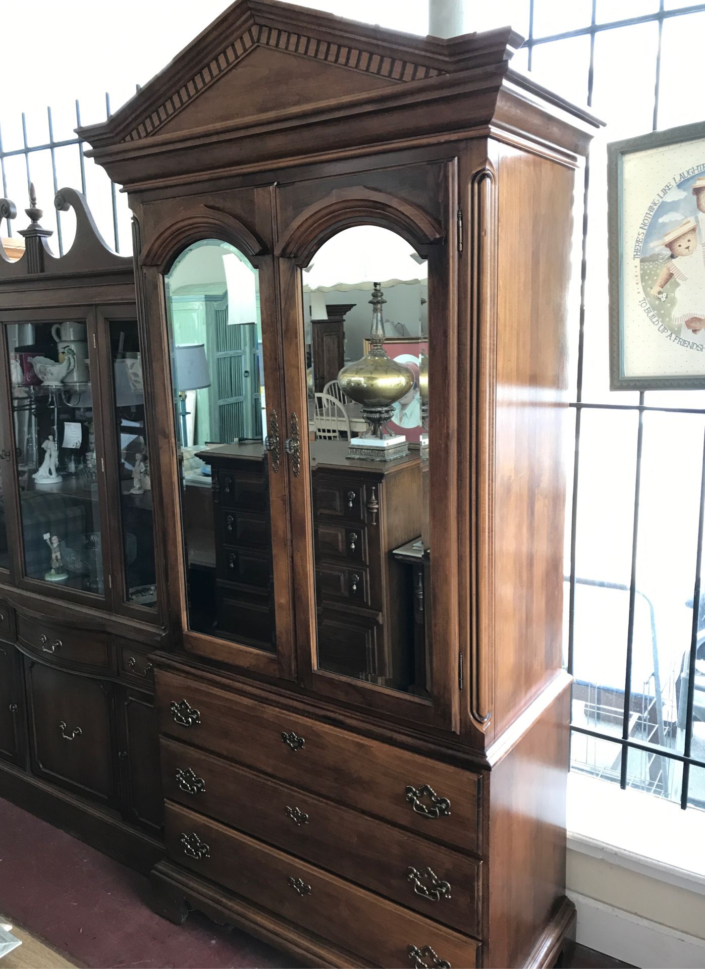 Real nice solid wood six drawer clothes armoire