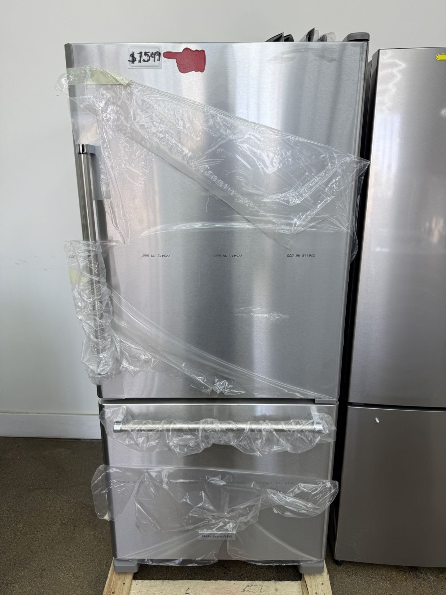 Brand new Kitchen aid stainless steel bottom freezer 30 inches