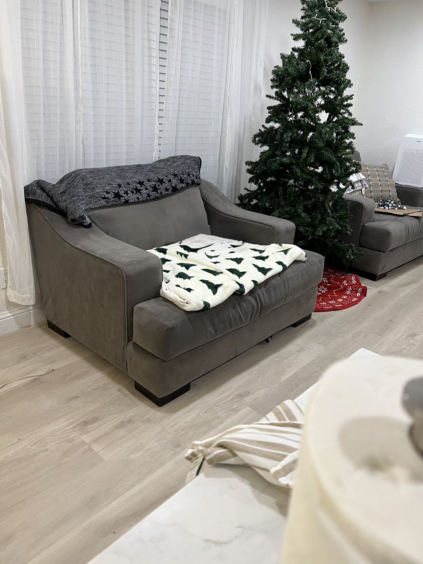 Lodge Grey Performance Fabric 58" Velvet Oversized Chair