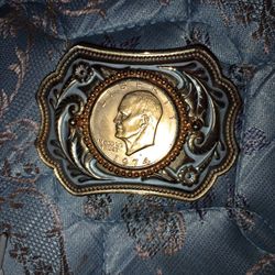 1974 President Eisenhower Coin Belt Buckle 
