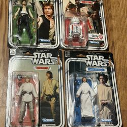 Star Wars Black Series 40th Retro Lot of 4 Luke Skywalker, R5-d4, Han Solo, Princess Leia Organa 