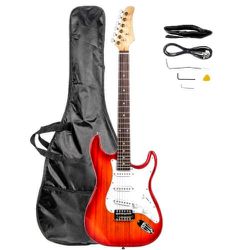 NEW IN BOX! Unmarked Fender Stratocaster (Copy) Electric Guitar with Soft Case / Gig Bag, Strap, Whammy Bar, and More!