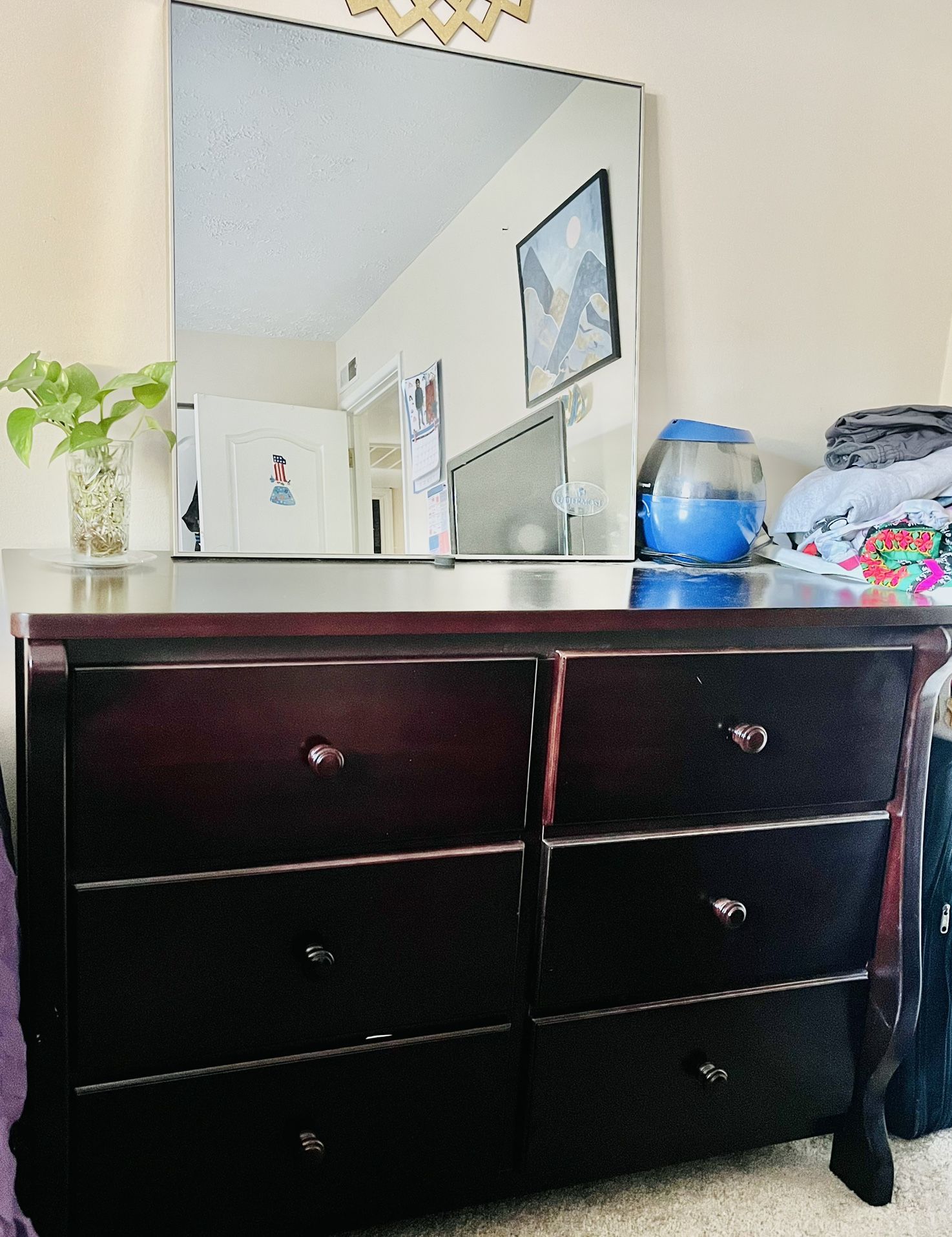 6 Wooden Drawer with Mirror