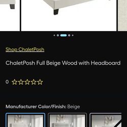 ChaletPosh Full-Size Beige Wood Bed Frame with Headboard