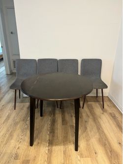 Solid wood round dining table plus chairs