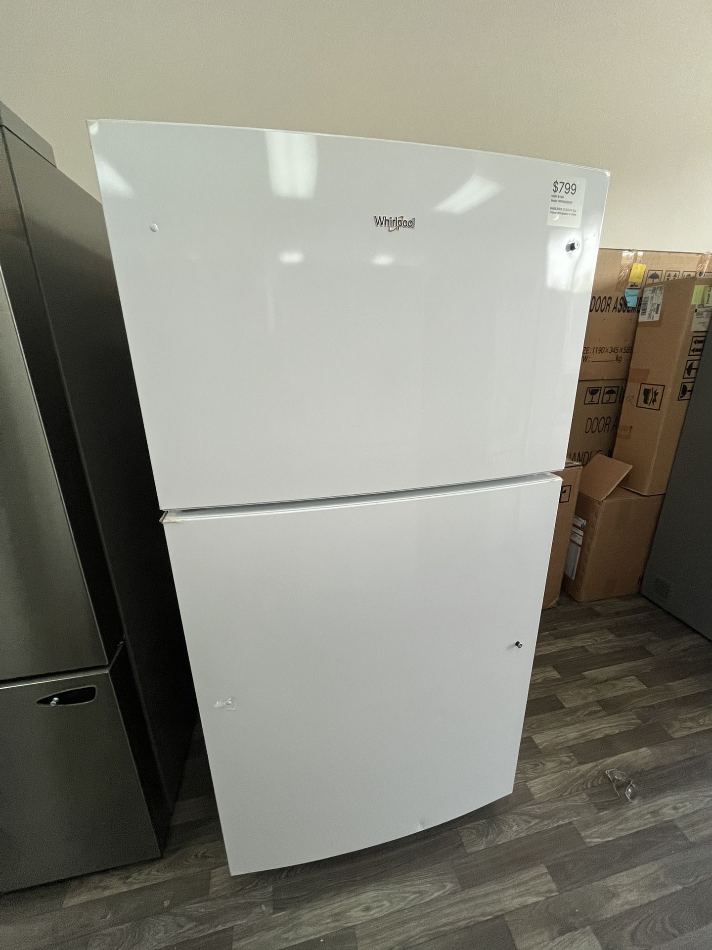 $799 Top Freezer Garage Ready Fridge, 1 Yr Warranty Included