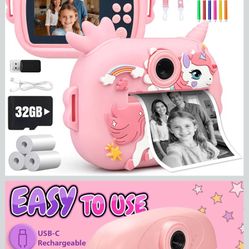 Kids Camera Instant Print – Digital Camera for Kids with 2.4" HD Screen, Auto Focus, Fun Filters and Instant Black & White Printing, Perfect Christmas