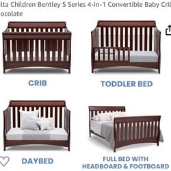 Crib & Mattress With  Diaper Changing Table & Changing Mat