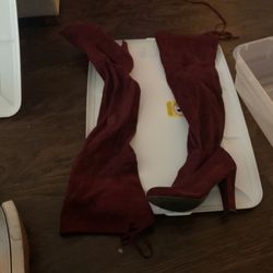 Burgundy Thigh High Boots 