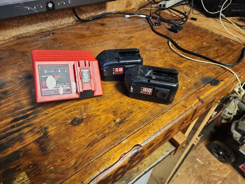 Milwaukee Universal Charger & Two Batteries