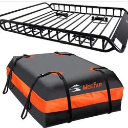 MeeFar Roof Rack Carrier Basket Universal Rooftop 51" X 36" X 5" + Waterproof Bag 15 Cubic Feet