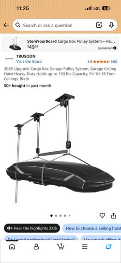 Cargo box garage pulley system
