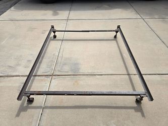 Adjustable Metal Bed Frame on Wheels – Twin / Full / Queen