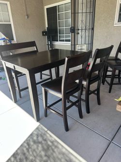 6-Piece Dark Wood Counter Height Dining Set (Jerome’s)