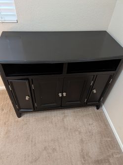 Black Wood TV Stand with Cabinet Storage