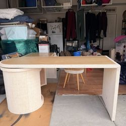 Crate and Barrel Twist Rotating Desk Table with Storage 64”