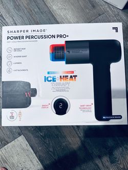 Sharper Image Deep Tissue Percussion Massage Gun, Powerboost Pro+ Hot & Cold Rechargeable Handheld
