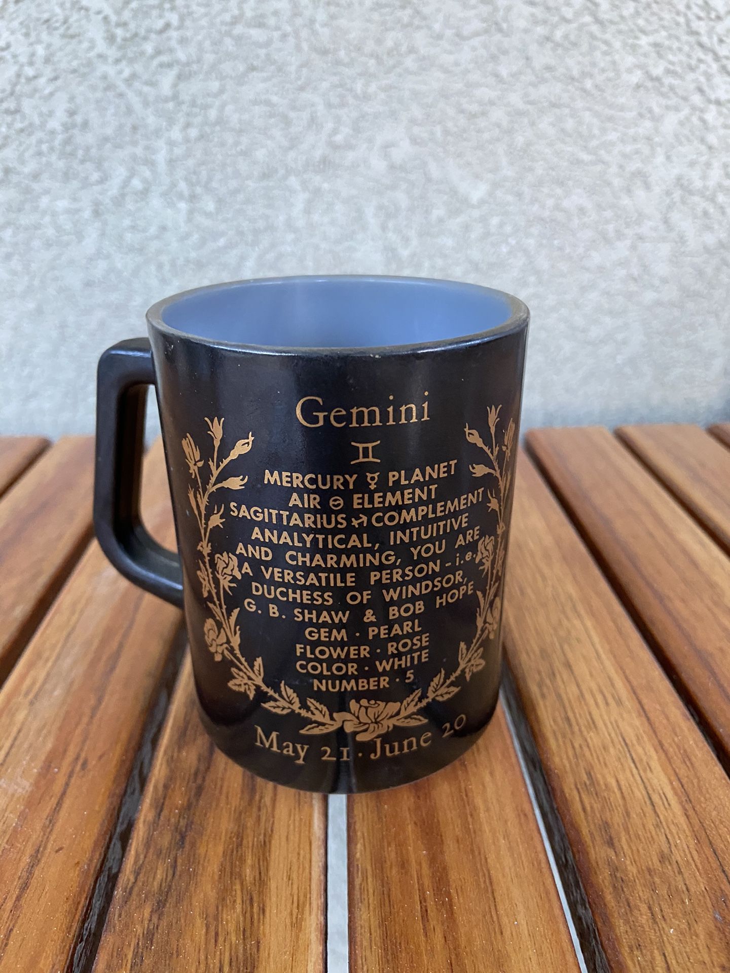 Vintage Gemini Zodiac Milk Glass Mug