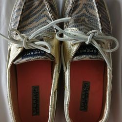 Sperry Top-Sider Zebra Print Sequin Boat Shoes Size 8M