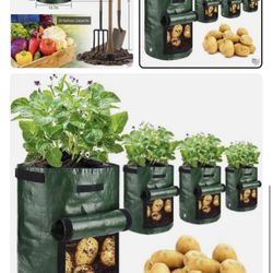 Potato Grow Bags - w/ Flap & Handles, Green, for Veggies