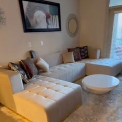 BRAND NEW! Elsiha Ivory Velvet Double Chaise Sectional.