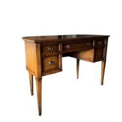 Vintage Mid-Century Walnut Sligh Lowry Leather Top Delimune