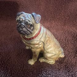 Beautiful Pug Enamel Metal Trinket  Box 