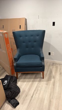 High back blue chair