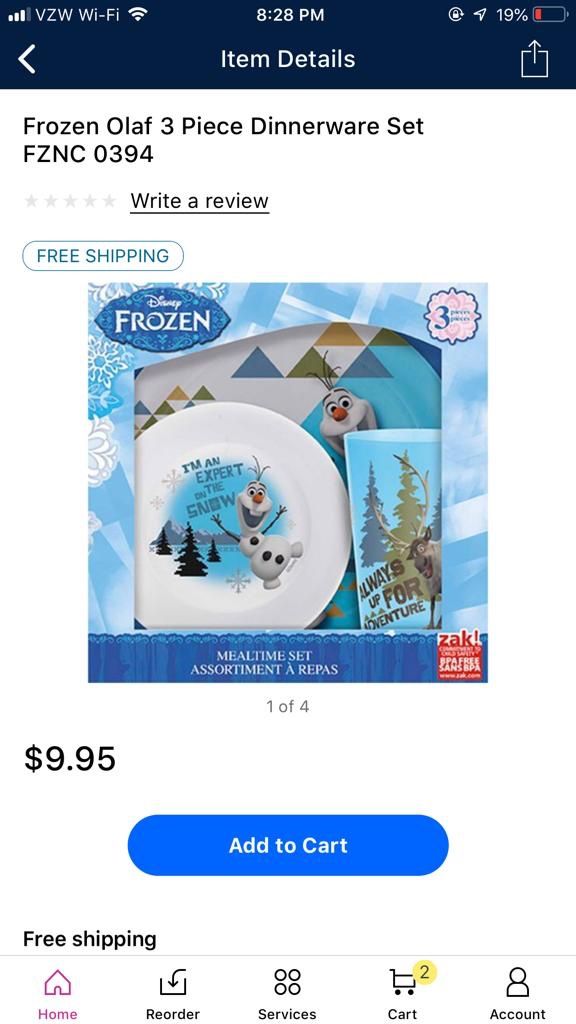 Frozen Olaf 3 pieces dinnerware set