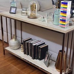Modern Console Table – Marble Top + Gold Frame
