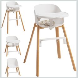 4-in-1 Baby High Chair, White Portable, Adjustable, For Babies, Toddlers and Kids, Easy Clean